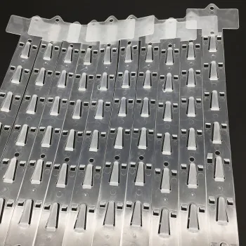 Hiplastics Merchandising Plastic Hanging Clip Strip with S Hooks Foldable Display for Rack