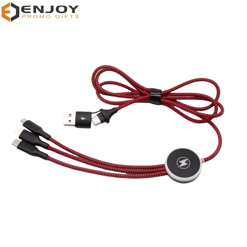 Customized Logo  in 1 LED Light Up Multi Cable Phone USB Charging Cables Promotional Gift items