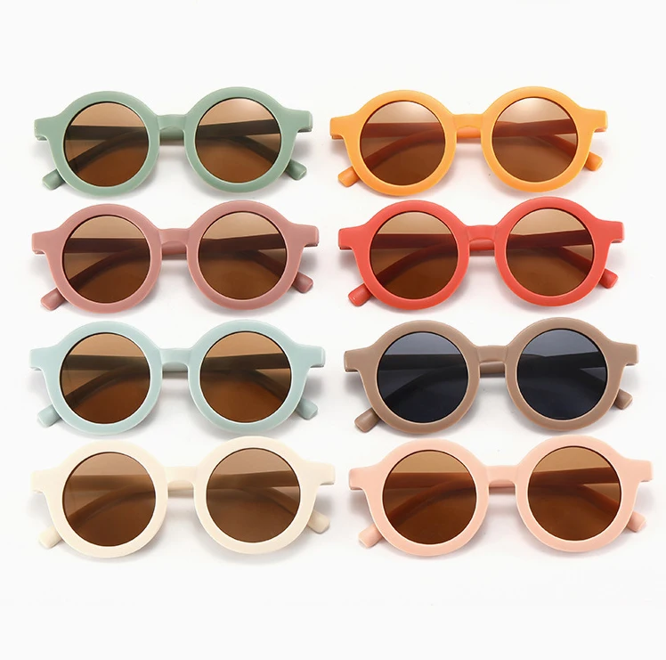 Ms-327 2024 Kids Glasses Sunglasses Wholesale Glass Sunglasses Shades Sky Blue Round Baby Girls Boys Sunglasses for Children