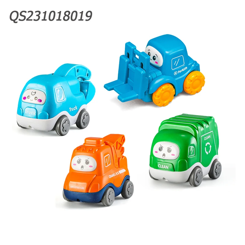 QS Low Price Kids Cartoon Military Series Inertial Car 4 Style Mixing Plastic Friction Vehicle Toys For Children Funny Gift