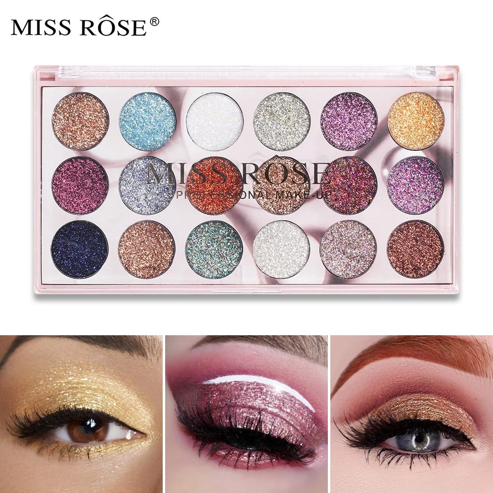 Miss Rose Shimmer Glitter Diamond Sequin Eye Shadow Powder Palette Waterproof Long Lasting Pigmented Makeup Sets