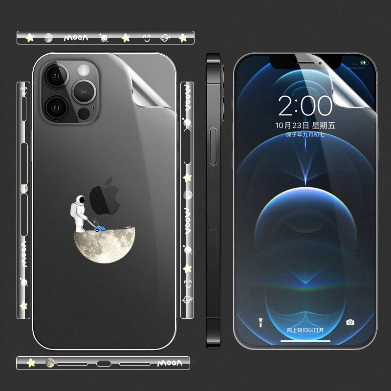 For iPhone 12 ProMax Skin Carbon Fiber 3M Film Skin Wrap Protective Around Borders and Back Thin 3D Elegant Skin