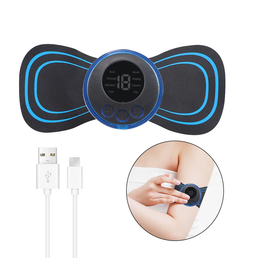 Electric Mini Ems Masajeador Electrico Vibration Butterfly Portable Ems Neck Massager