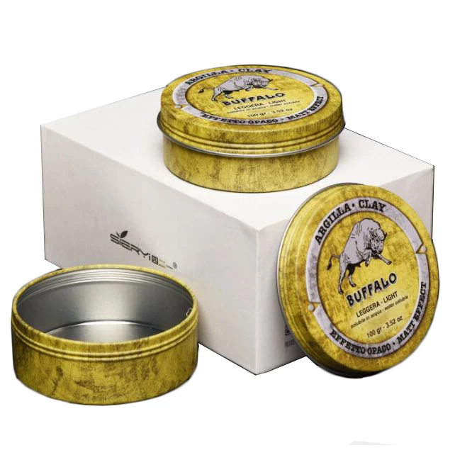 Customized Metal Round Shape Aluminum Pomade Hair Wax Tin Cans With  Screw Lids