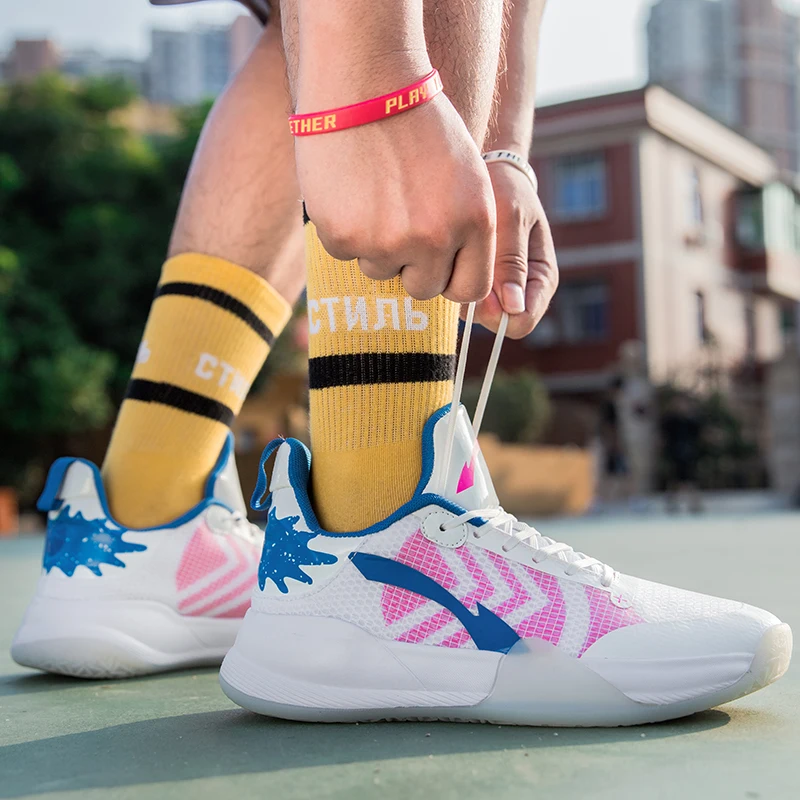 High Elastic Cushioning Rubber Sole Strong Grip Strings Shoes Men Basketball
