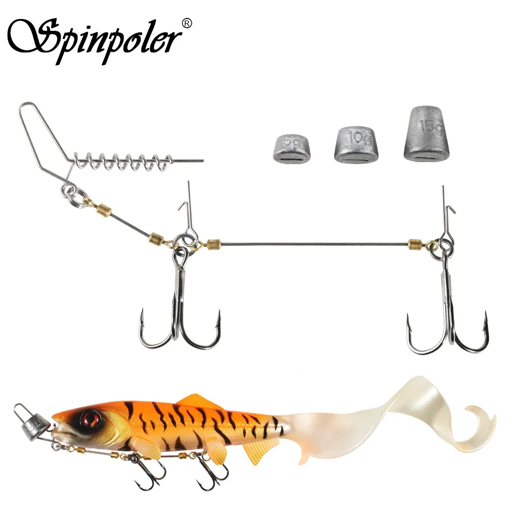 Spinpoler The Pike System Stinger Rigs With Lead Weight Sinker Fishing Hook For Shads And Curltails Big Game Fishing Tackle