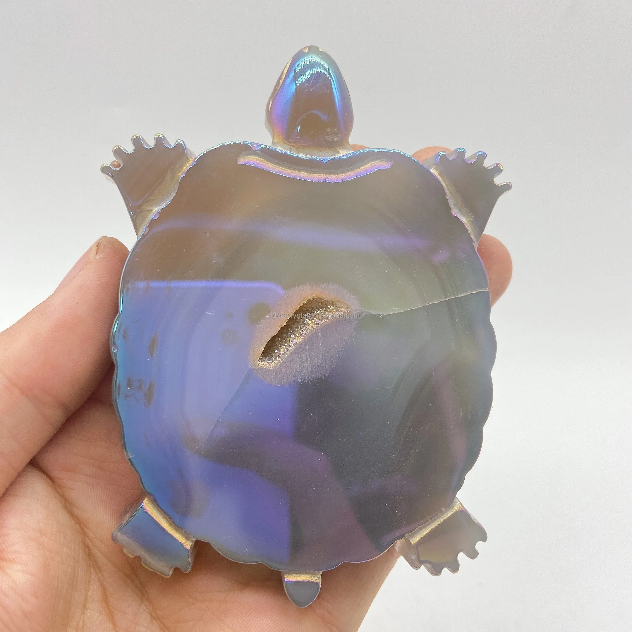 Folk Crafts Natural Carved Crystals Healing Stones Angel Aura Crystal Aura Agate Geode Tortoise For Decoration