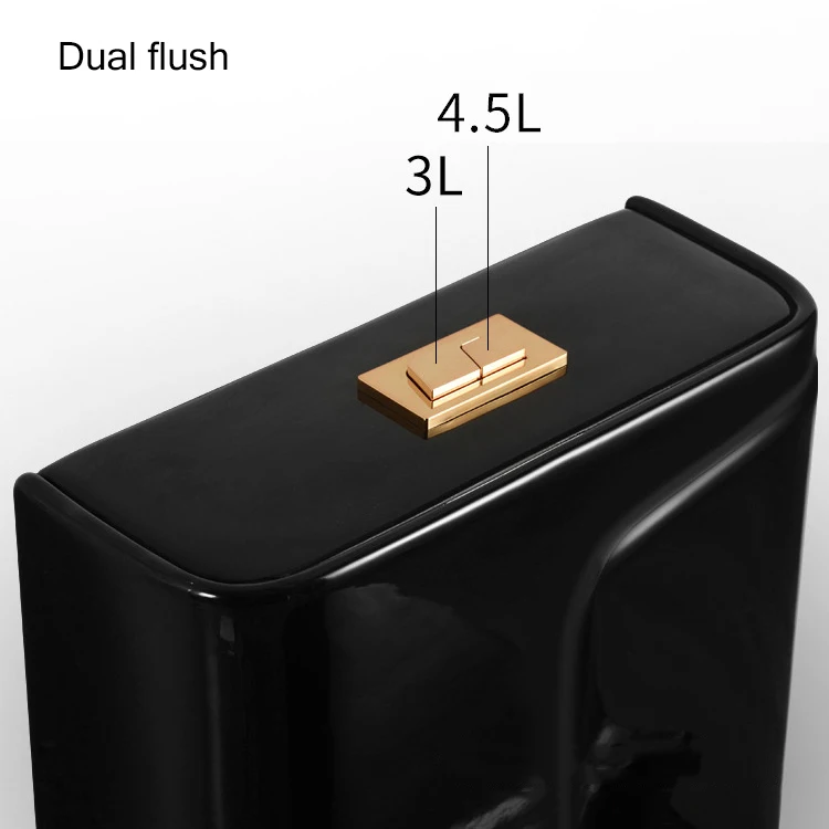 Black color modern bathroom water closet floor wc S trap porcelain toilet bowl set one piece ceramic sanitary ware black toilet