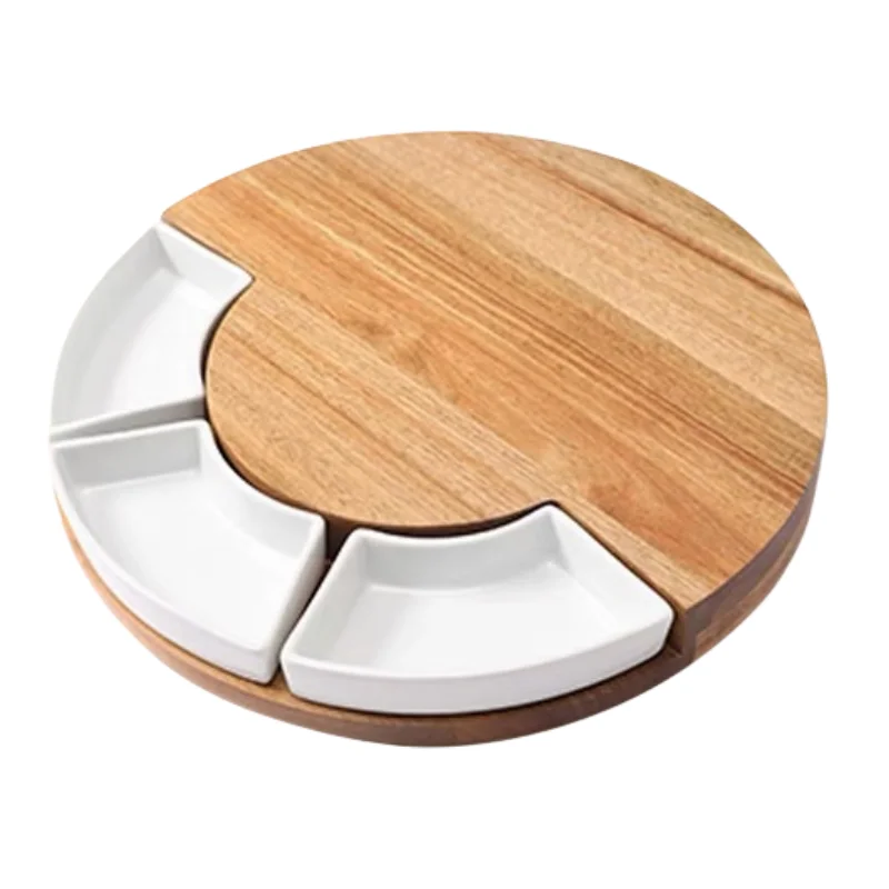Cheese Board Set Hidden Drawers Food Serving Charcuterie Board Bamboo Cheese Board With Knife Set