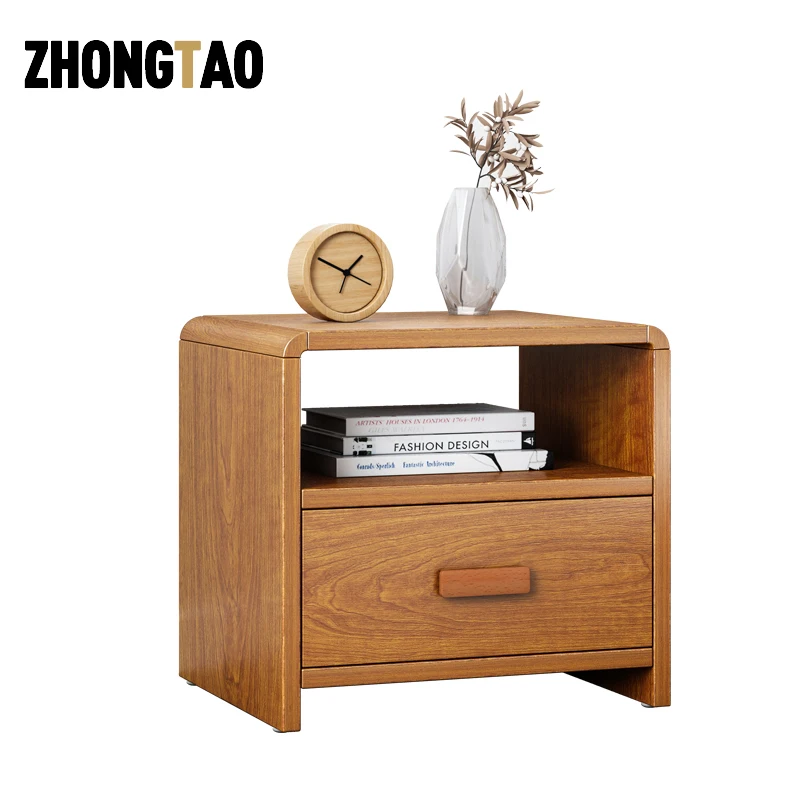 
Wholesale Durable Solid Wooden Storage Shelf Rack Drawer Bedside Nightstand Bedside Side Table 