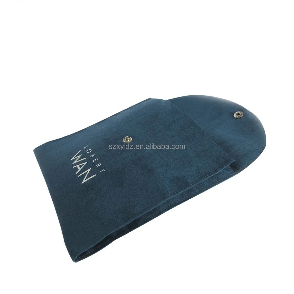 Custom high quality new design flap suede velvet jewellery packaging bag jewelry pouch