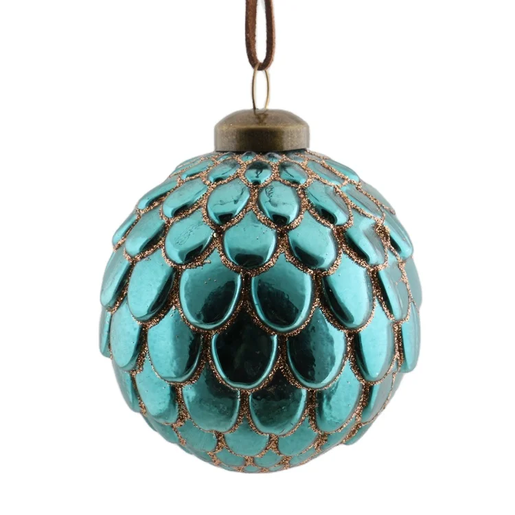 new arrivals special exquisite green white Christmas glass ball retro ornament for Christmas tree pendant decoration