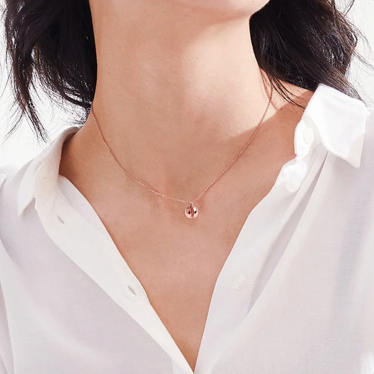 Stainless Steel Custom Fashion 18k Rose Gold Plated Small Ball Charm Sets Pendant European Style Womens Fine Necklace Jewelry