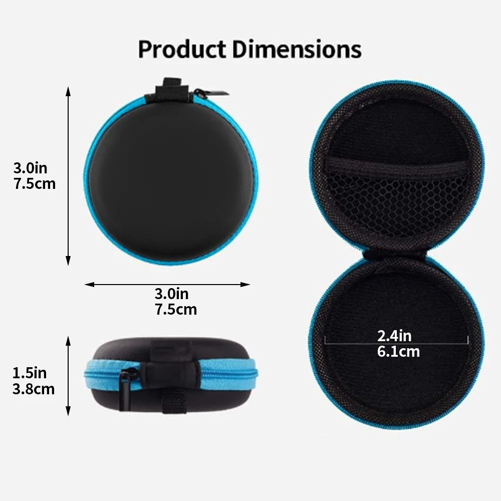 PU leather EVA cases with zipper cover round earphone protective Special Purpose Bags,USB Cable SD Cards Storage Bag
