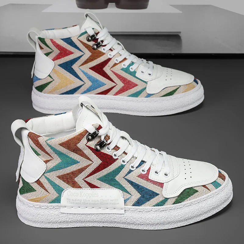 2024 New Original Canvas Shoes for man designer Custom Logo graffiti high top Flat shoes Men walking shoes