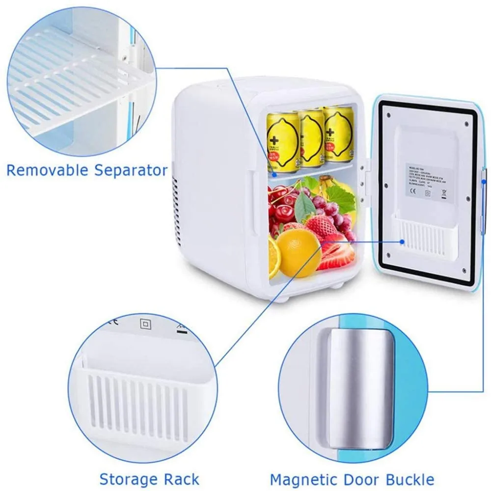 Home and Vehicle 4L Car Refrigerators Car Cooler Ultra Quiet Low Noise Car Mini Refrigerators Freezer Cooling Heating Box Fridge