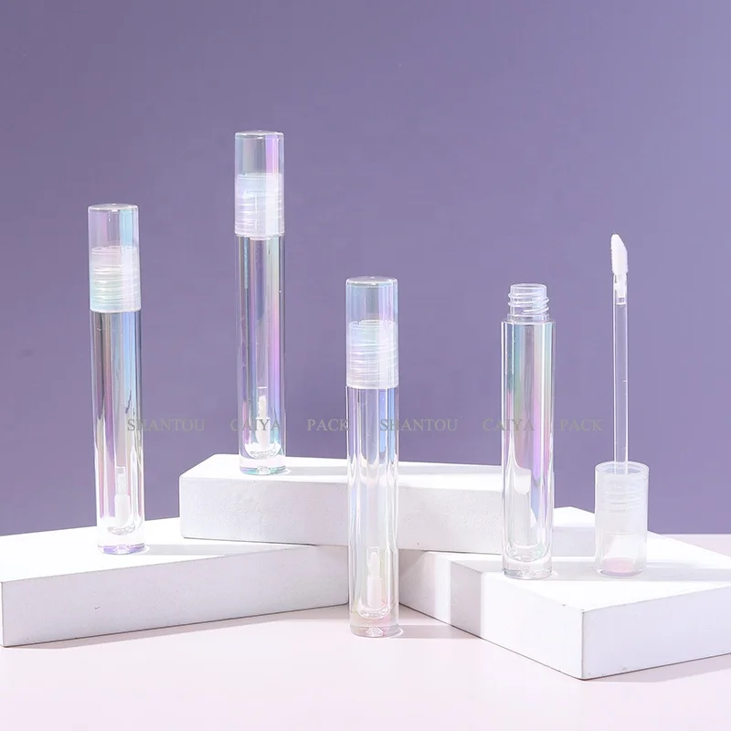 CAIYA wholesale OEM 3ml new unique round cylinder empty full transparent clear lip gloss tubes lip balm tint bottle packaging