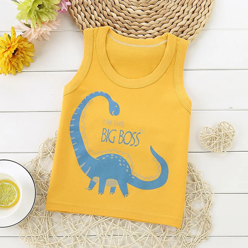 2023 Kids Summer Vest 1 - 6 Years Baby Boys Clothes Sleeveless Top Shirt Kids Girls 100% Cotton Toddler Boys Vests And Waistcoat