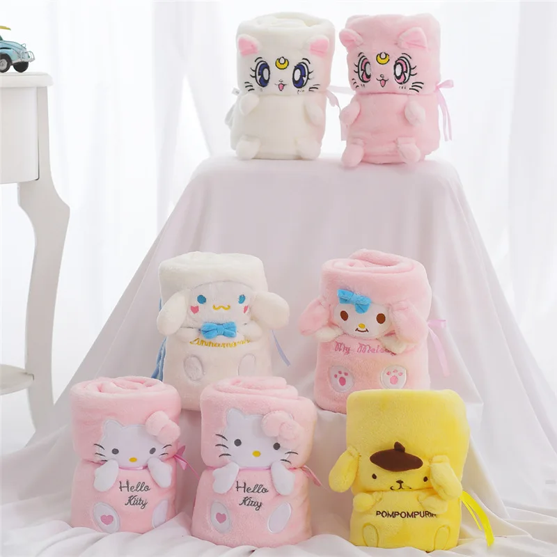 Super Warm Cartoon bunny baby travel blanket with toy