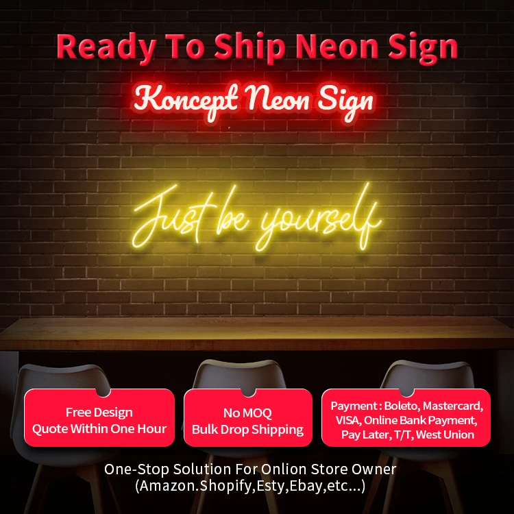 Koncept Drop Shipping 36inch Just be yourself  led light letter Neon Light Advertising Custom LED Neon Sign