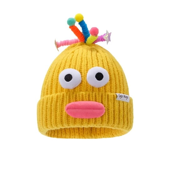 Parent child style cute and quirky knitted hat for autumn and winter warmth, cartoon sausage mouth