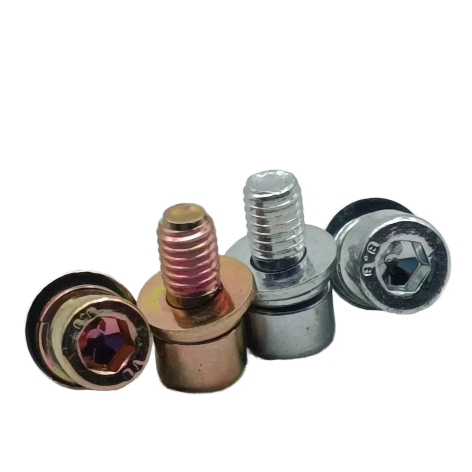 Galvanized Carbon Steel Internal Hexagonal Triple Combination Bolt with Flat Spring Washer Screw Built-In Screw