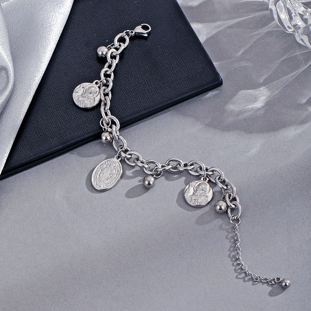Chinese Factory Custom Stainless steel charm Silver Chain Bracelet Women Jewelry For Party