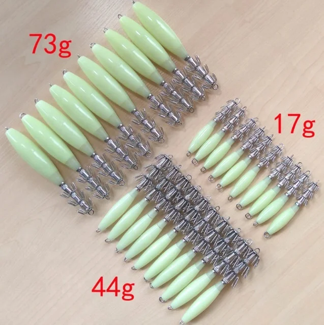 Fishing Tackle Luminous 17g/33g/45g/55g/65g/72g Octopus jig Glow in Dark Squid Jigs Hard fishing lure fishing hook