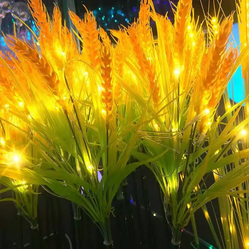 Waterproof Solar Pin flowers LED landscape Lamp Ear Wheat Lawn Auto gold rice paddy Lights