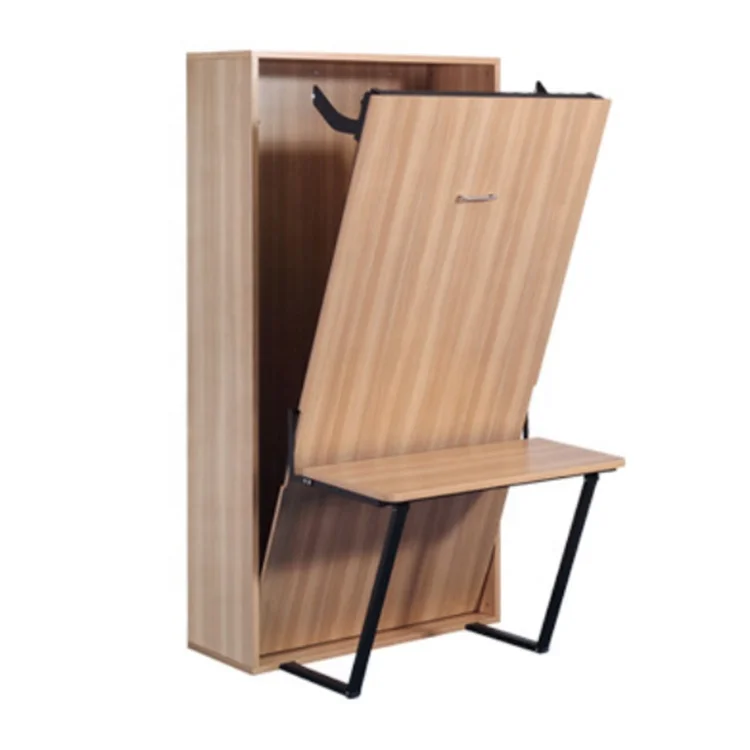 
Home furniture queen size bookshelf metal frame fold up double mounted wall bed mechanism with desk 