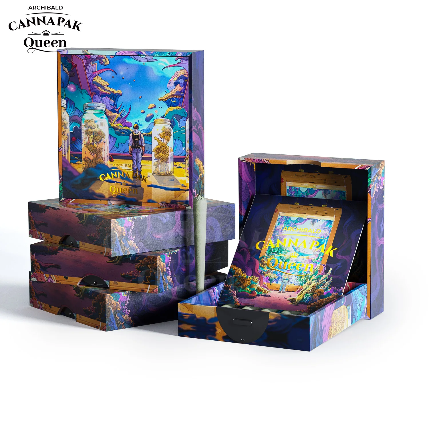 Premium Custom Drawer Cart Box Holder Slide Pull Empty Cartridge Packaging with EVA Insert