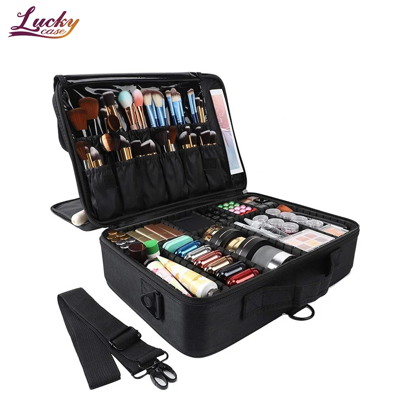 3 Layers Large Capacity Travel Professional Makeup Train Case Cosmetic Brush Organizer Portable Artist Storage bag