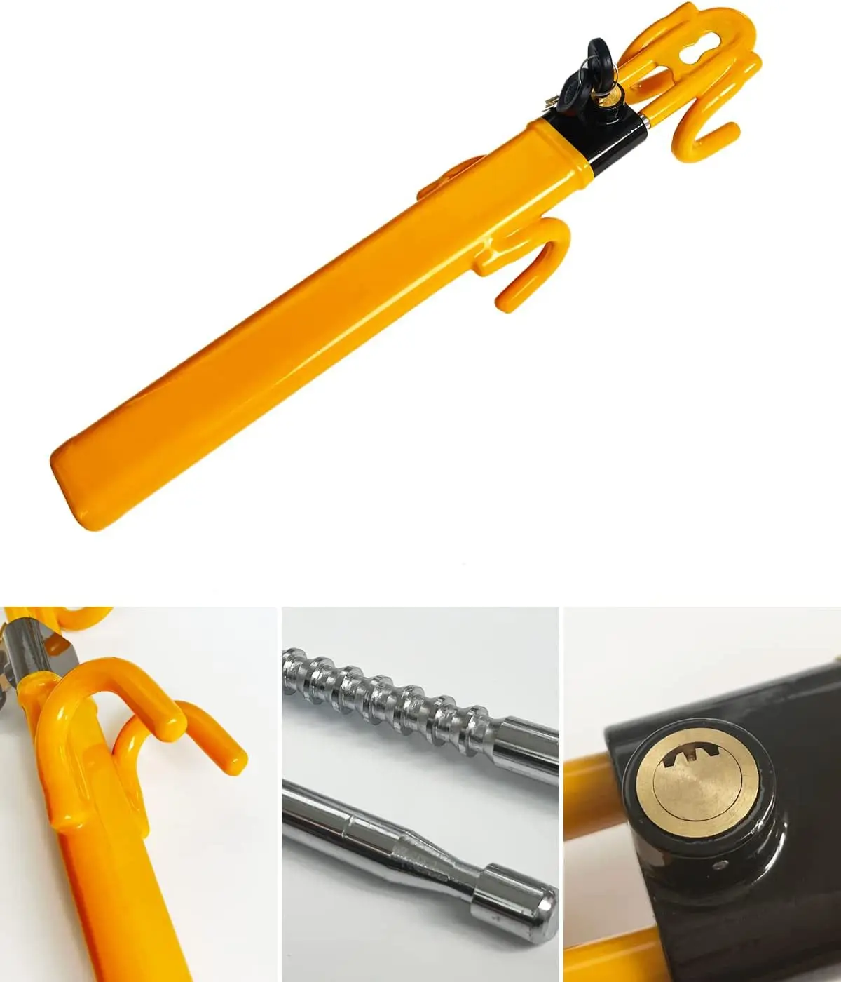 Bloqueo de rueda de coche resistente retractil antirrobo amarillo de seguridad universal Bloqueo del coche