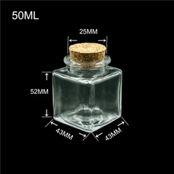 Rectangular Clear Glass Bottle with Wooden Stopper Wishing Decoration Bottles and Storage Jar Wholesale and Free of Freight