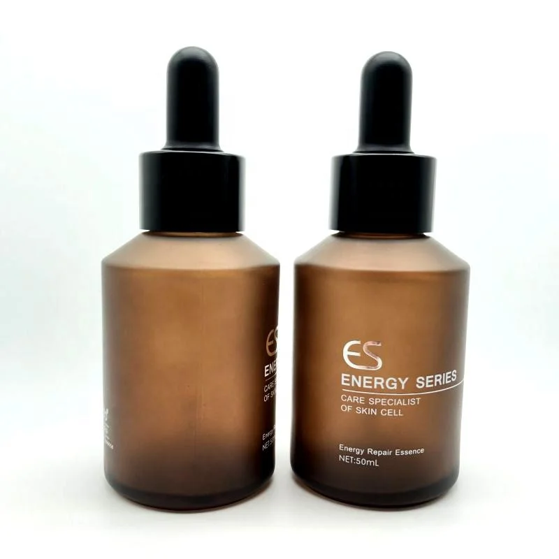 Luxury Serum Glass Bottle 50ml Frosted Amber Serum Glass Bottle Essence Dropper Bottle