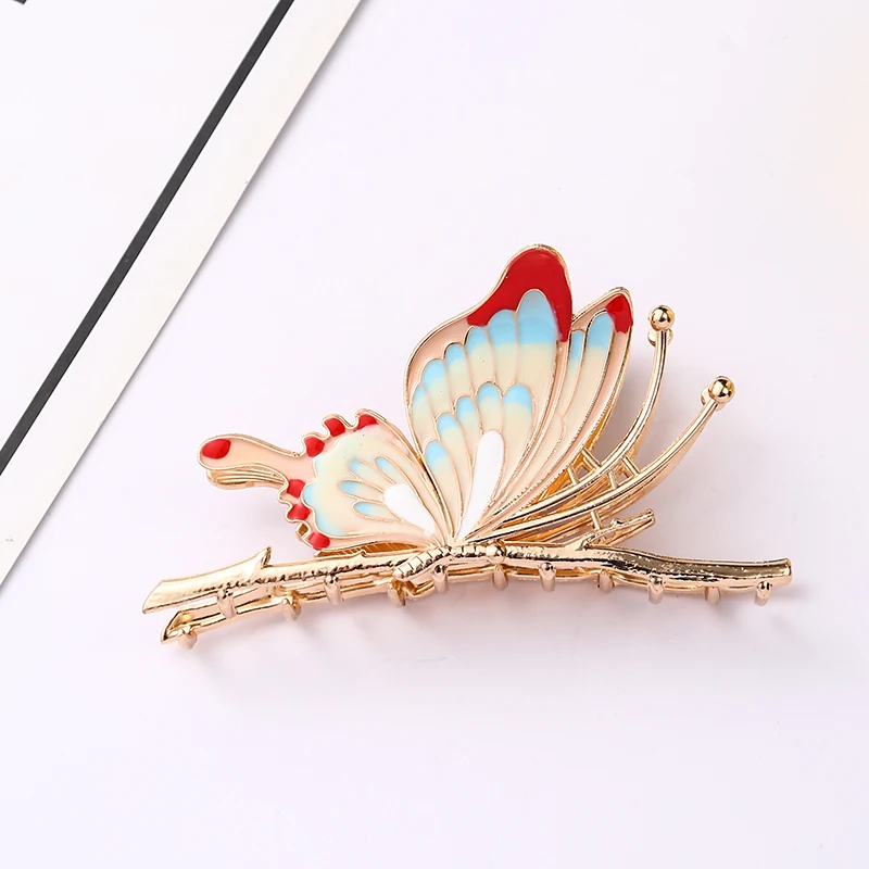 Ins Fancy Wheat Metal Large Grab Clip Metal Hair Accessories Set Lady Shark Clip Simple Alloy Butterfly Flowers Hair Claw Clip