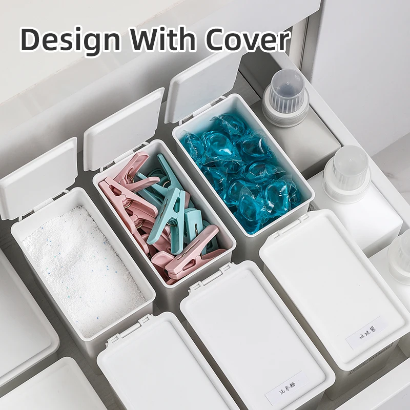 Home Organizers Stackable Washing Powder Storage Box Home Use Sundries Plastic Storage Container with Lid