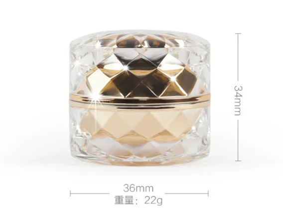 7g acrylic gold silver double wall luxury diamond jar with inner lid for eyecream essence cream