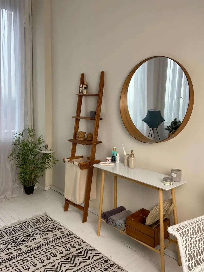 Customized wooden shelving laundry room wood plant stand bathroom organizer shelf storage wood decor gift