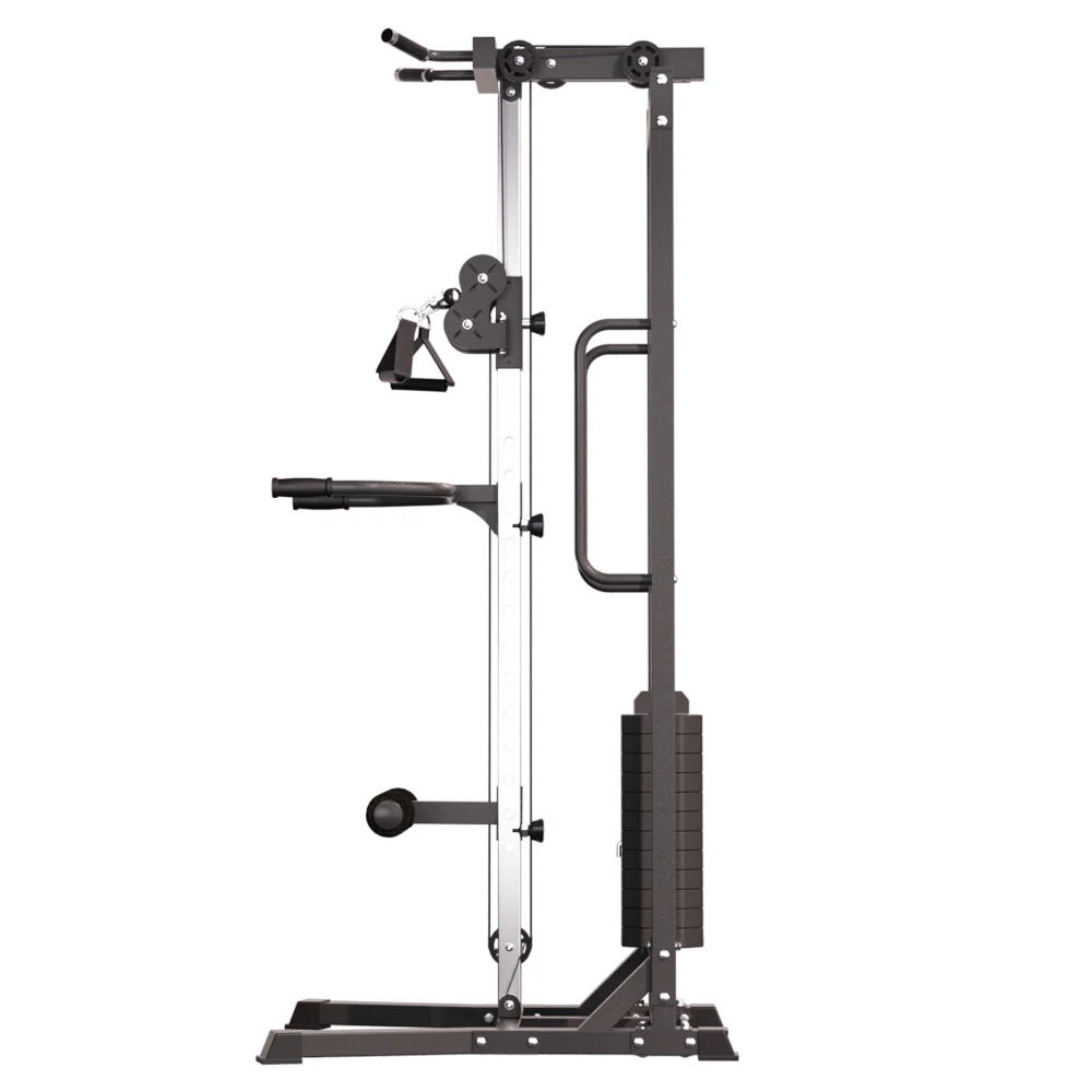 Multi function black color metal single cable crossover lat pull down machine power rack for gym fitness equipment