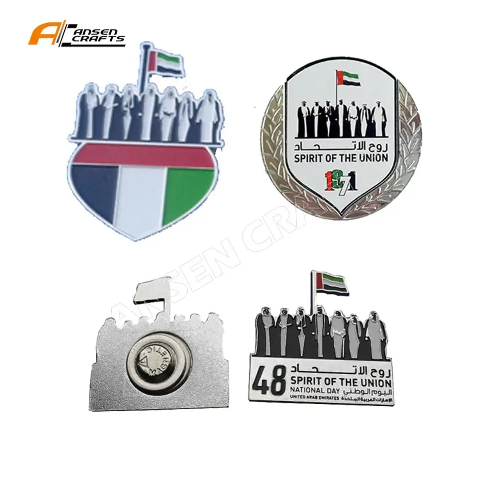 
Factory directly magnetic soft enamel metal custom flag UAE 48th National Day lapel pin badge 