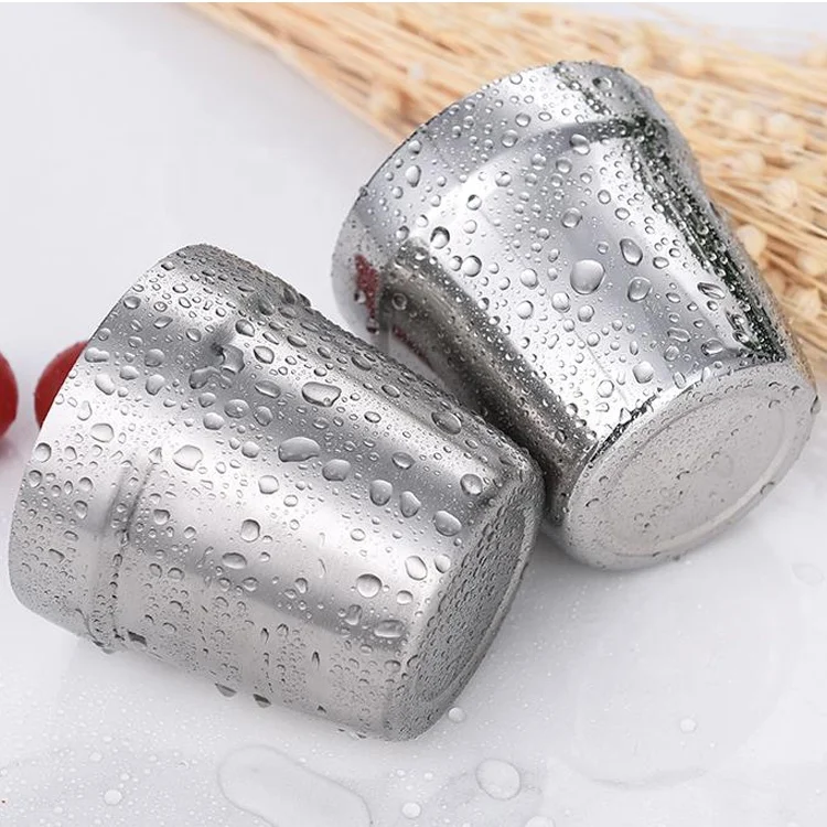 6 oz Metal Cups Stainless Steel Mug Stackable Double Wall Drinking Glass Kids Cup