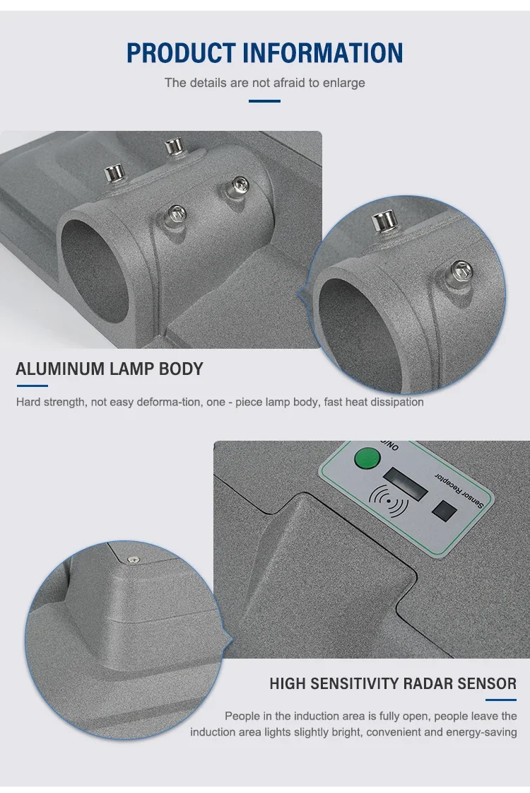 Large Capacity Battery High Brightness  100W 150W 200W 300W 400W 500W IP65 LED Pole Mount Roadways Parking  solar Street Light