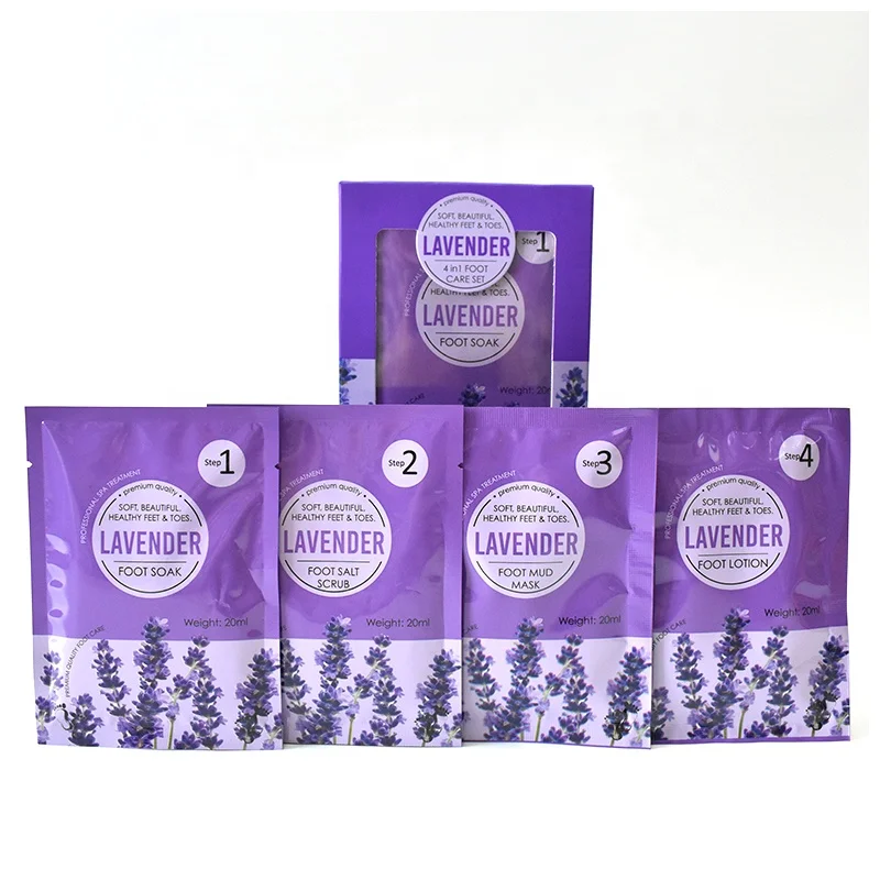pedicure spa Deluxe 4in1 Foot Spa Treatment Bubble Salt Sugar Scrub Massage Cream Mask Lotion Deluxe 4-step Bubble Pedicure Kit