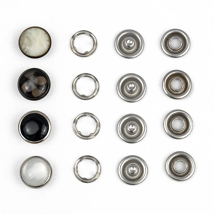 OEM garment accessories zinc alloy cover custom baby snap button press metal prong pearl ring snap button
