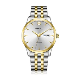 Tophill TW087G Stainless Steel Auto Date Complete Calendar 5ATM Waterproof Golden Automatic Mechanical Imported Movement Watches