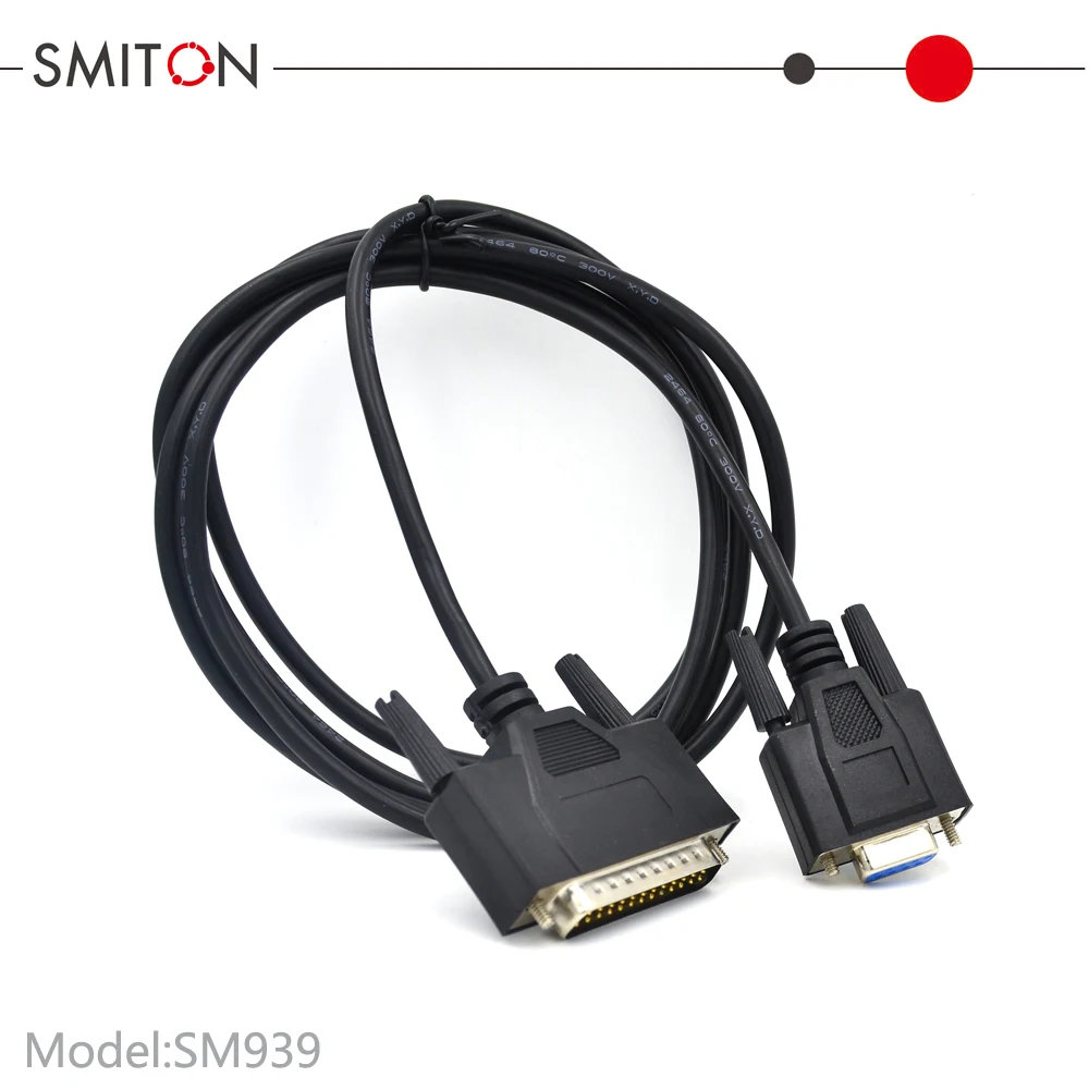 
Black 1.8m DB25 DB9 Male to Female Cable 