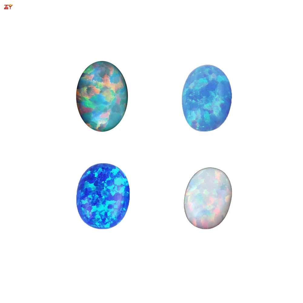 Factory supply oval gemstone in stock 2mm 10mm synthetic blue fire opal flash stone oval gems for making ring chain