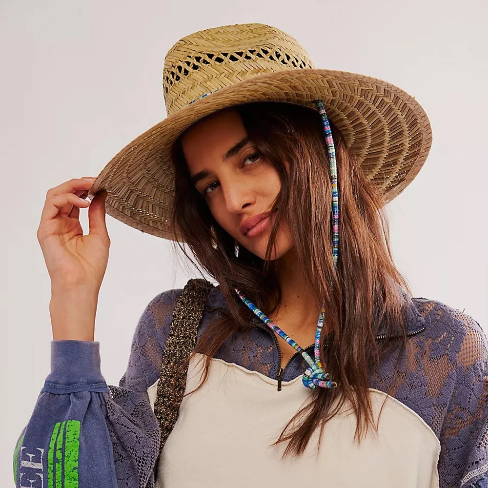 Wholesale beach western unisex summer sun sombreros de paja life guard fishing surf Beach Sun shade Lifeguard  Straw Hat