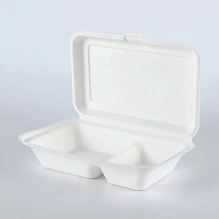 Biodegradable Disposable Sugarcane Bagasse Takeaway Food Container Packaging Clamshell Lunch Box Paperboard Accept B002 Hbmg